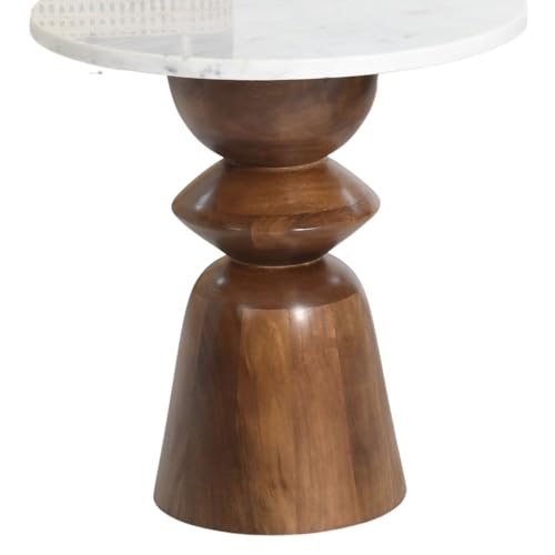 Image of Gharaana Saaya Wooden Side Table | Solid Wood Bedside Table | Chestnut Finish | Modern End Table for Living Room & Bedroom | 15x15x18 Inches