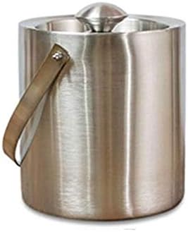TEMKIN Cubo de Hielo Aislado de Acero Inoxidable de Doble Pared con Tapa, colador de 3 litros Que Mantiene el Hielo frío y seco, asa de Transporte cómoda TEMKIN Cubo de Hielo Aislado de Acero Inoxidable de Doble Pared con Tapa, colador de 3 litros Que Mantiene el Hielo frío y seco, asa de Transporte cómoda