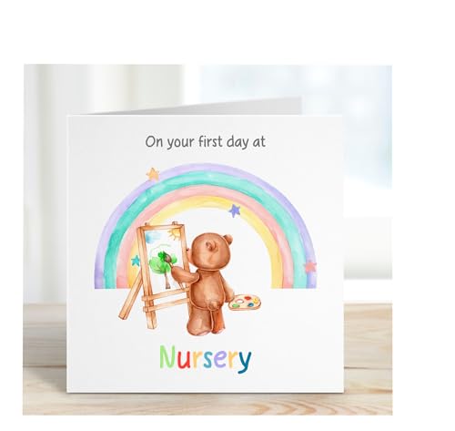 First day at nursery card, starting primary school, first day at preschool, nursery school, good luck card, back to school, rainbow star card