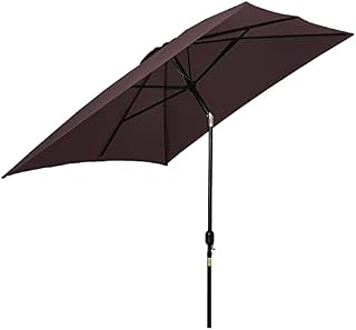 Outsunny 3x2m Patio Parasol Garden Umbrellas Canopy with Aluminum Tilt Crank Rectangular Sun Shade Steel,