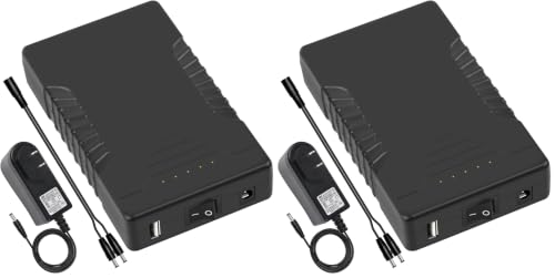 Image of Talentcell Rechargeable 12V 6000mAh /5V 12000mAh DC Output Lithium ion Battery Pack for LED Strip /CCTV Camera /Telescope /Modem and More, Portable Li-ion Power Bank with 12.6V Charger, Black (Pack of 2)