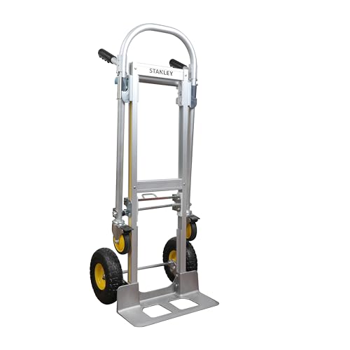 Image of STANLEY SXWT-MT515 2-in-1 Aluminium Multi Truck, Handtruck(200kg Capacity) & Platform(250kg Capacity),10 inch(260mm) Pneumatic Wheels,Platform Dimensions: 118x51x103 cm, Handtruck Dimensions: 47x51x132 cm