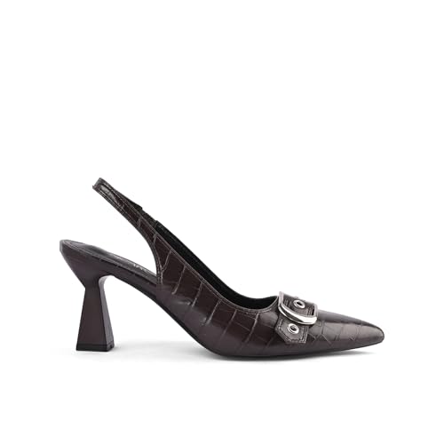 Image of Slingback Kitten Heels for Women Closed Pointed Toe Pumps Dress Shoes with Buckle Strap Comfortable Slip On Sandal Heels for Work Party Wedding