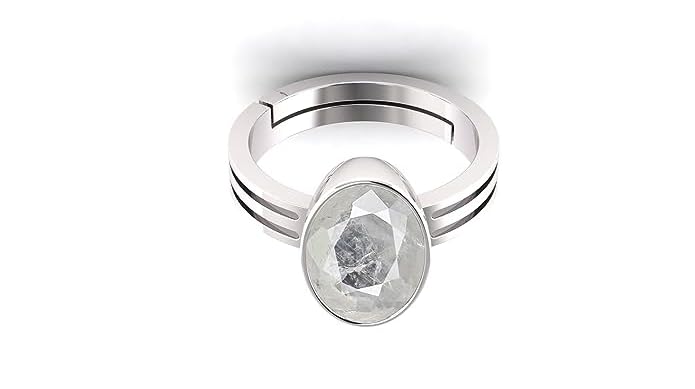 Bague en argent et saphir blanc naturel non chauffé d'exception - 3