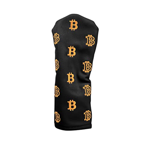 Bitcoin Golf Driver Headcover - Leather Golf Club Covers - HODL 21 Head Cover Golf Accessories (Black)