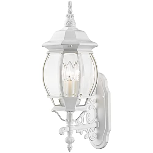 Image of Livex Lighting 7524-13 7524-03 Outdoor Wall Lantern, White, 8.25 x 22 | Dimensions: 8.25 x 22