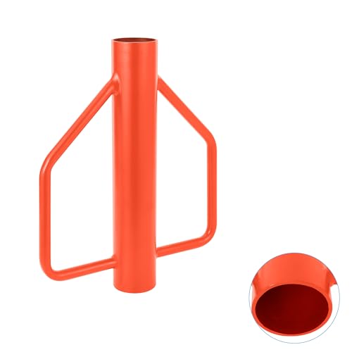 Fence Post Driver, 12 Lbs Heavy Duty T Post Driver Pounder with Handles, 17 Inch Steel Rammer Hand Hole Digger Tool for U-Channels, Garden Fence, Orange