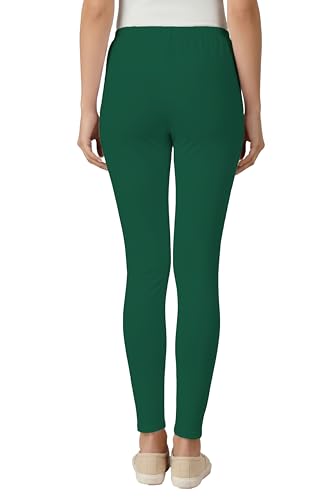 Image of Women's Cotton Lycra Ankle Length Leggings | Regular Rise, Soft 4 Way Stretch Fabric | Casual & Ethnic Wear