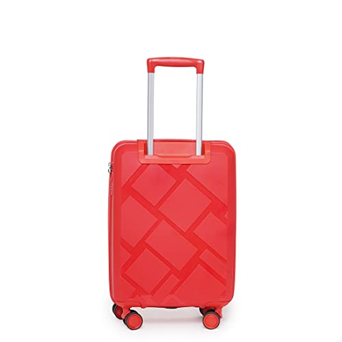 Image of SWISS MILITARY Star Luggage Bag, Textured Hard-Sided Trolley Bag, Cabin Luggage, Overnighter Trolley Bags|Durable ABS Body, Ergonomic 360 Rotatable Wheels, TSA Lock, 20 inches, Red, 1
