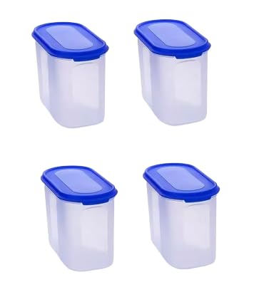 Modular Containers Oval with Plain Lids Set for Rice, Dal,Atta, Flour, Cereals, Pulses, Snacks, Stackable Set of (5 Each Size) - Blue Lids (Set of 6(2500ml)) (B0D2TFX8JJ) Amazon Price History, Amazon Price Tracker