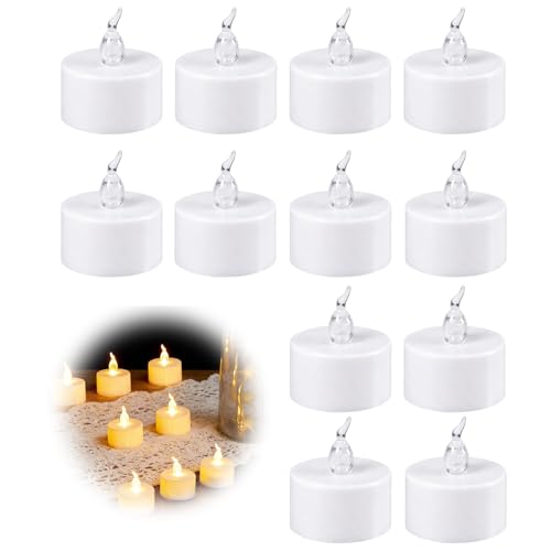 QTORCHE Lot de 12 Bougies LED à Piles – Lumière Blanc Chaud, Idéales pour Mariage, Fête et Décoration Festive
