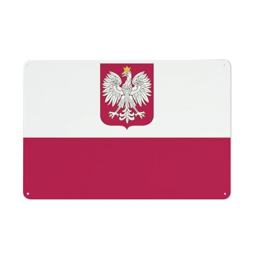 Image of Polish Flag Eagle Metal Tin Signs Wall Decor Vintage Iron Painting Plaque Poster for Cafe Bar Restaurant Shop 20x30cm