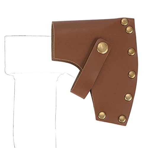 JANKOW Axe Head Sheath, Durable Camp Axe Case Blade Cover, Leather Holster, Hatchet Cover, Sheath Cover for 3.54-3.93 inches Belt(Coffee Color)