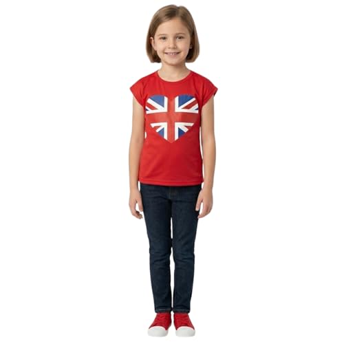 A2Z 4 Kids Girls England Football Heart Print T-Shirt Age 5-13 Red
