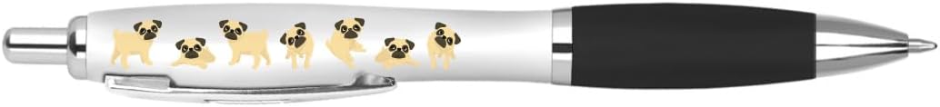 DV DESIGN 1 x Pugs Black Pen - Dogs Pets Animals Funny Joke Stationary School Equipment Teacher Friend Girls Boys Christmas Birthday #80647