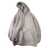 [Big laugh] [ ビッグ ラフ ] トップス パーカー ドロップ ショルダー ビック シルエット オーバー サイズ 無地 長袖 大人 レディース (カーキ, XL)