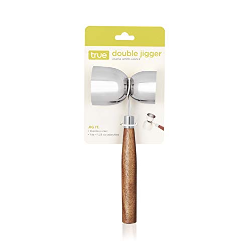 True Double Acacia Handle Jiggers, 1 Oz / 1.25 Oz, Brown #TOP2