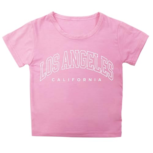 T Shirt for Teen Girls Fashion New York Letter Graphic Print Shirts Pullover Short Sleeve Cute Y2K Shirt Kids Tops3