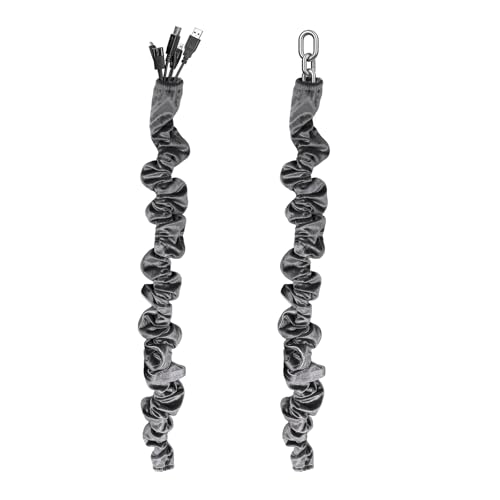 Chandelier Cord Cover Gray 2 Pack with Touch Fasteners,39.37inches Brushed Polyester Fabric Chain Sleeve for TV Cord Cover Decorative Wire Hider Easy Install Convenient for Wire Management
