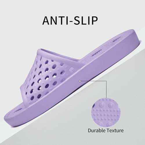 Image of Litfun Shower Shoes for Women Non-Slip Quick Dry Shower Slippers Lightweight Pool Sandals with Drain Holes for College Dorm, Beach, Bathroom & Gym