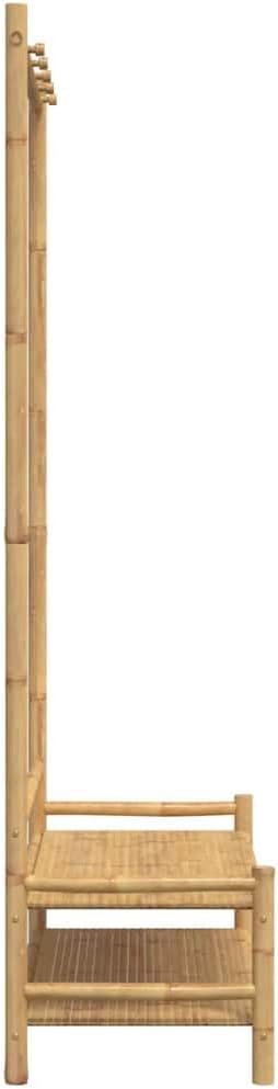 vidaXL Clothes Rack with Shelves, Free Standing Coat Rack with Shoe Storage, Garment Stand, Closet Storage Organizer, Garment Shelf Rack, Bamboo