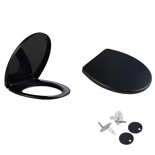 Abattant WC en forme de O noir pour harmoniser vos toilettes familiales