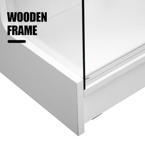 HUZJIEHUI 48" W x 22" D x 42" H - Retail Sales Counter with Adjustable Glass Shelves, Tempered Glass，White Laminated Particle Board, Locking Drawers - Thumbnail 3