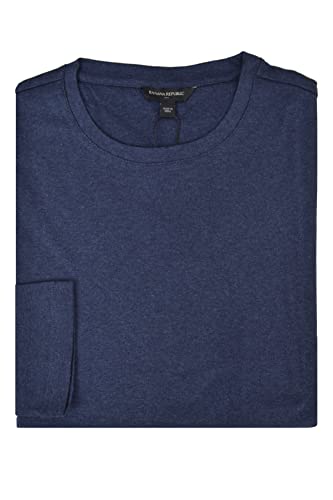 Banana Republic Mens 710607 Compact Cotton Luxe Touch Long Sleeve Performance Tee T-Shirt (Heather Navy Blue, X-Large)