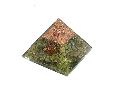 Jet International Jet Peridot Orgone Pyramid 60 mm Free Crystal Therapy Booklet Gemstones Copper Metal Mix Rare Healing Positive Energy