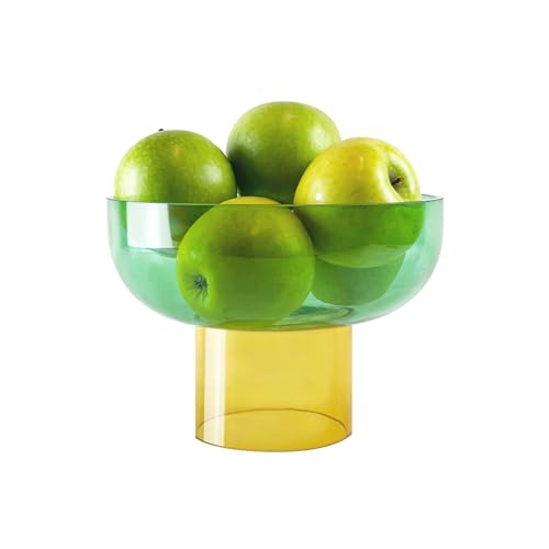 Cloudnola Reversible Decorative Glass Bowl, Green and Yellow, 8