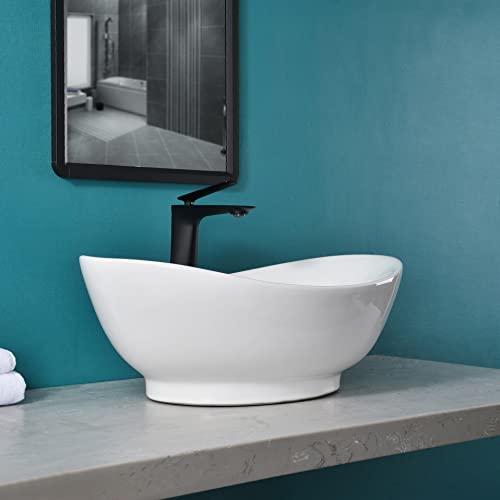 Davivy 23'' X 15.3'' Oval Vessel Sink With Pop Up Drain,Bathroom Vessel Sinks,Bathroom Sinks Above Counter,Ceramic Vessel Sink,Counter Top Sink,White Vessel Sinks For Bathroom #TOP7