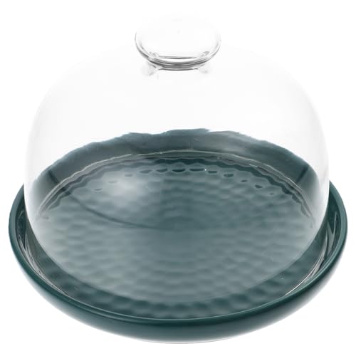 Cabilock 6.1 Inch Dessert Plate with Glass Lid Covered Cake Stand Food Display Tray for Restaurant Bakery Bread Pastry Serving