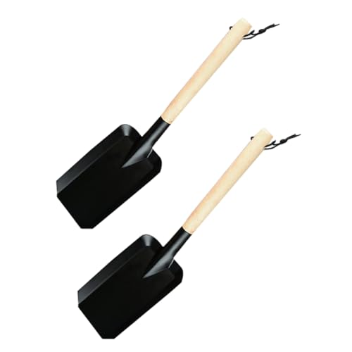 BESPORTBLE 2 Pz pala con manico in legno Prati strumento di diserbo bordo del bordo del giardino buco giardinaggio esterno pala di legno dell'azienda agricola pala portatile quercia Black