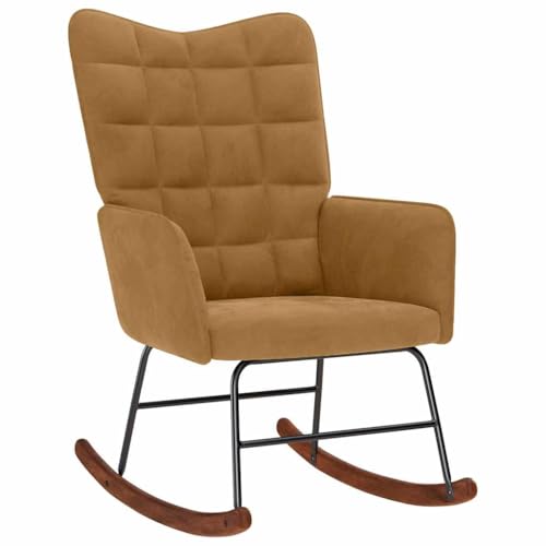 Frdhee Sillón de salón mecedora silla de lactancia, mecedora marrón terciopelo, para sala de estar, dormitorio, balcón, se puede instalar rápidamente