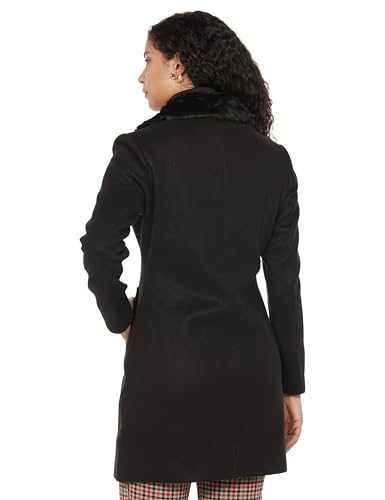 Image of Qube By Fort Collins Women's Semi-Long Tweed Coat with Knitted Finish - Elegant Winter Outerwear for Casual and Formal Looks