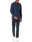 Amazon Essentials Men's Koszula flanelowa z długim rękawem (dostępna w wersjach Big i Tall), Czarny Niebieski Kratka, XL