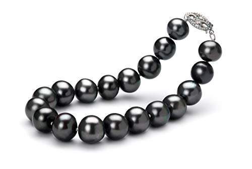 Image of Black 8.5-9mm AA Quality Freshwater 925 Sterling Silver Cultured Pearl Bracelet For Women