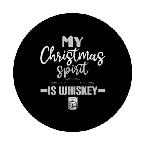 Funny Christmas Drinking Whiskey Liquor Drinker Saying Tee PopSockets Swappable PopGrip, Black - Image 3