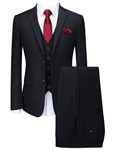 Costume trois pièces pour homme avec deux boutons et col à encoche élégant pour le bureau