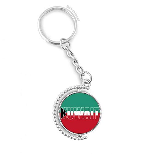 Llavero giratorio de la bandera de Kuwait con cadena de metal para llaves de casa