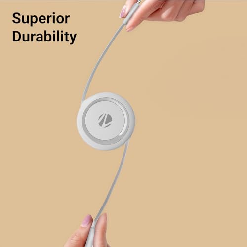 Image of Zebronics Type C - Type C Retractable Cable, 60 Watts, Upto 480Mbps Data Sync, Fast Charging, 1 M, Compatible with iPhone 15 & 16 Series, iPad, MacBook, Samsung, Android (Wattz 60RCC1, White)