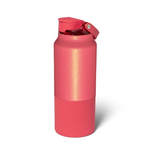 Image of BruMate Rise 35oz Water Bottle With 100% Leakproof Covered Silicone Straw | Insulated Stainless Steel Water Bottle With Removable Straw | Fast Flow | Soft Sip Silicone Spout | BPA-Free (Coral)