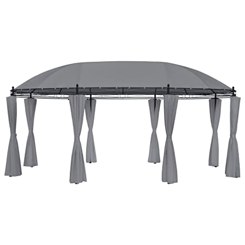 PURADAY Tonnelle avec rideaux - 5,2 x 3,49 x 2,55 m - Anthracite - Tonnelle de jardin étanche - Pour barbecue, pavillons, fêtes, fêtes de famille et activités de plein air - Design classique et