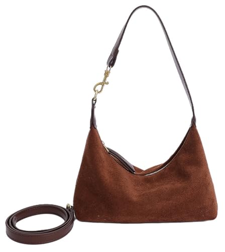 Slouchy Suede Hobo Bags Women Trendy Underarm Shoulder Bag Cute Crescent Crossbody Purses Mini Travel Tote Handbag 2025
