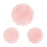 3pcs Rose Quartz Carved Gemstone Flower Pendant Earrings Beads Set for Jewelry Making DIY 1.3 Inch 1 Inch