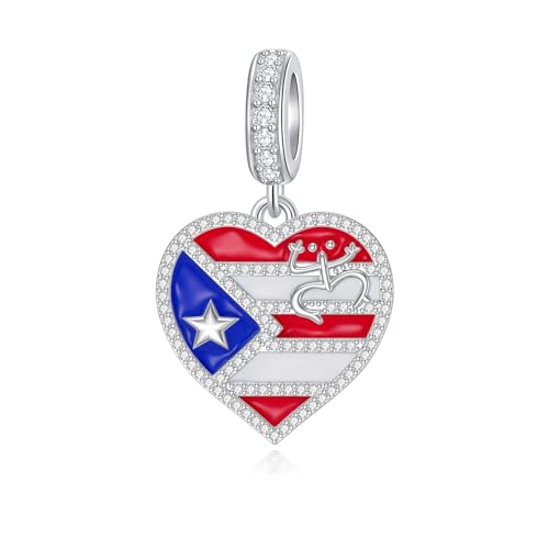 Puerto Rico Charms for Bracelet 925 Sterling Silver Coqui Frog Flag Jewelry Hometown Puerto Rico Gifts for Women