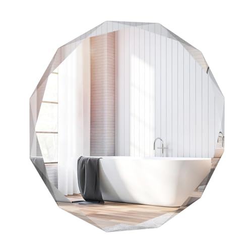 LIFEZEAL Specchio Irregolare da Parete, Specchio d'Argento senza Cornice, Mirror, Decorativo, Antiesplosivo, Rotondo, Montaggio Facile, Alta Definizione, per Bagno, Soggiorno, Camera da Letto, Trucco
