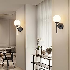 Image of SINOMAN Modern Wall Light Design Fixture Decorative Sconce Glass Shade, Classic Lighting Fixture Perfect for Bedroom, Living Room, Hallway, Corridors,Entryways, Museum (Without Bulb)