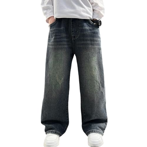 Rolanko Boys Baggy Jeans, Wide Leg Elastic Waist Denim Pants Loose Fit Trousers Vintage Y2K Streetwear