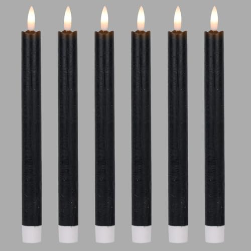 Image of Wondise Halloween Black Flameless Taper Candles with 6H Timer